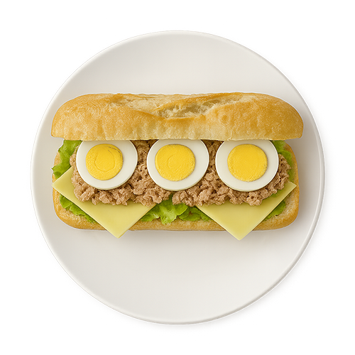 Bocadillo vegetal de atún con huevo y lechuga low