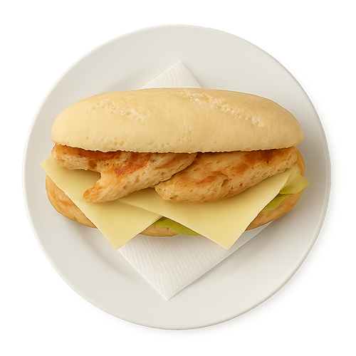 Pollo braseado con lechuga y queso low